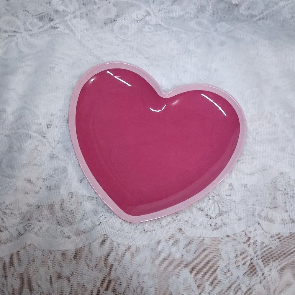 Melamine Heart Plates Valentines Day Decor Pink Red - Picture 7 of 10